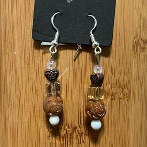 Elegant Brown and Gold Dangle Earrings